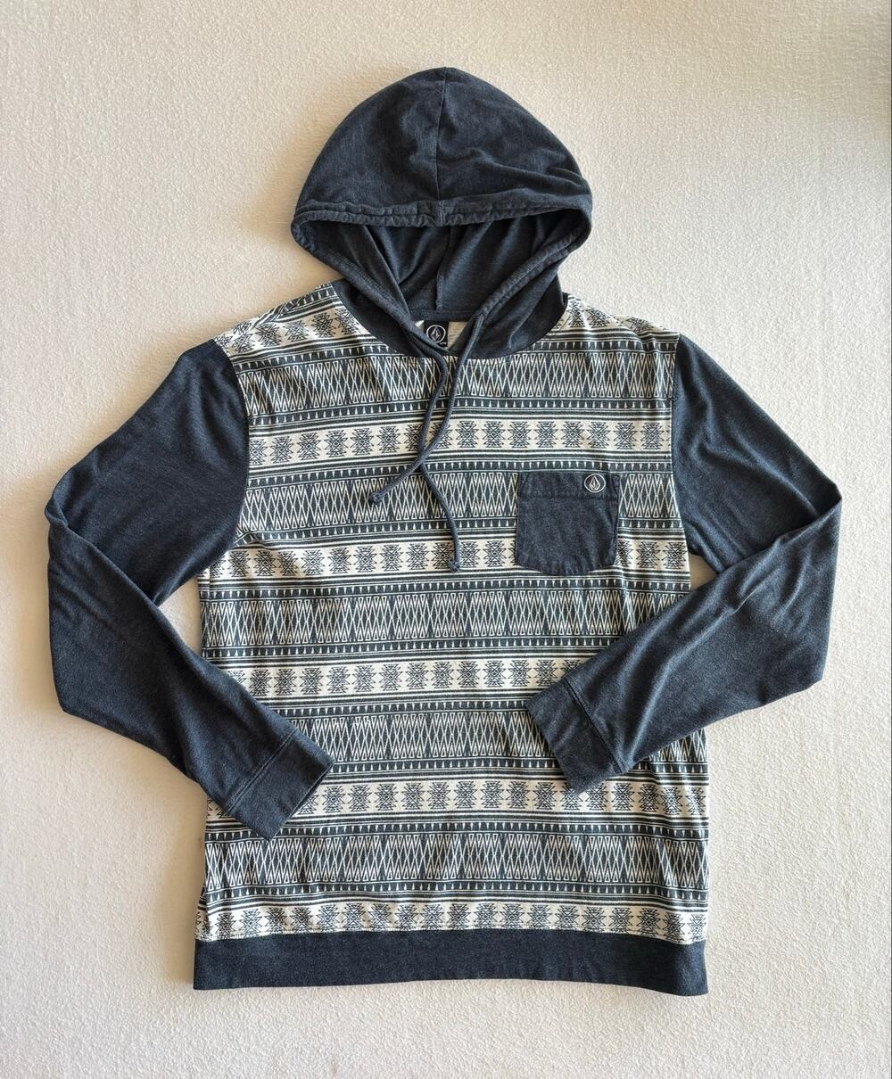Volcom Lightweight Hooded Pullover Men’s Medium Aztec Blue Beach